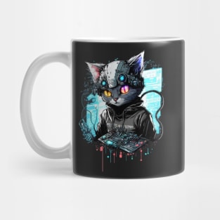 Cyberpunk Hacker Cat Mug